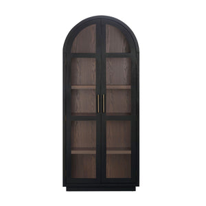 TOV Furniture Marlow Wood Display Cabinet - Elegant Arched Design with Soft-Close Doors & Adjustable Shelves Black REN-D710-40