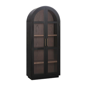 TOV Furniture Marlow Wood Display Cabinet - Elegant Arched Design with Soft-Close Doors & Adjustable Shelves Black REN-D710-40