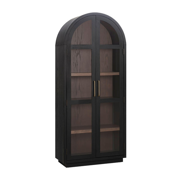 TOV Furniture Marlow Wood Display Cabinet - Elegant Arched Design with Soft-Close Doors & Adjustable Shelves Black REN-D710-40