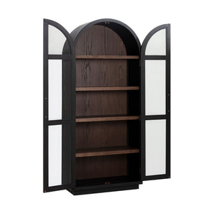 TOV Furniture Marlow Wood Display Cabinet - Elegant Arched Design with Soft-Close Doors & Adjustable Shelves Black REN-D710-40