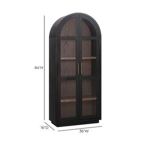 TOV Furniture Marlow Wood Display Cabinet - Elegant Arched Design with Soft-Close Doors & Adjustable Shelves Black REN-D710-40