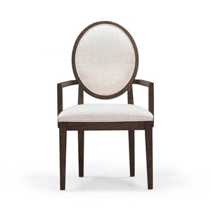 TOV Furniture Mila Dining Armchair Set - Elegant Dark Brown Rubberwood & Beige Water-Repellent Upholstery Pair REN-D801-12