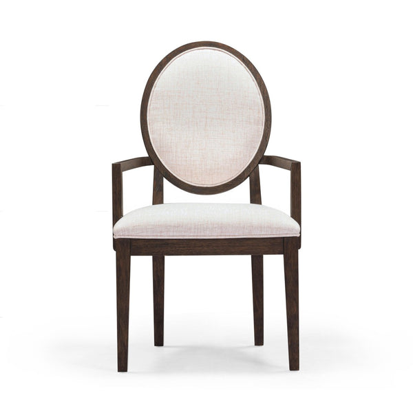 TOV Furniture Mila Dining Armchair Set - Elegant Dark Brown Rubberwood & Beige Water-Repellent Upholstery Pair REN-D801-12