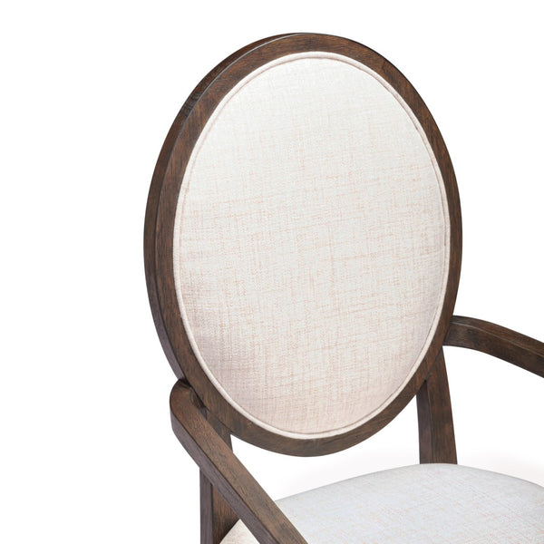 TOV Furniture Mila Dining Armchair Set - Elegant Dark Brown Rubberwood & Beige Water-Repellent Upholstery Pair REN-D801-12