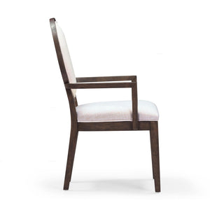 TOV Furniture Mila Dining Armchair Set - Elegant Dark Brown Rubberwood & Beige Water-Repellent Upholstery Pair REN-D801-12