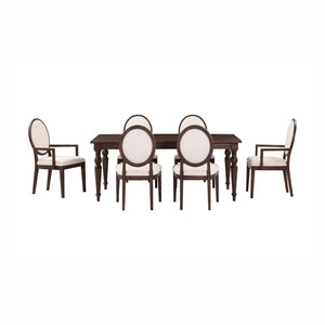 TOV Furniture Mila Dining Armchair Set - Elegant Dark Brown Rubberwood & Beige Water-Repellent Upholstery Pair REN-D801-12