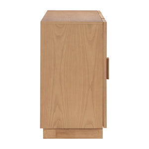 TOV Furniture Nolan 72" Wood Console - Stylish Modern Storage Solution with Brass Mesh & Cable Management Features Natural REN-E6040-1