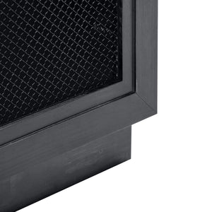 TOV Furniture Nolan 72" Wood Console - Stylish Modern Storage Solution with Brass Mesh & Cable Management Features Black REN-E6041-1