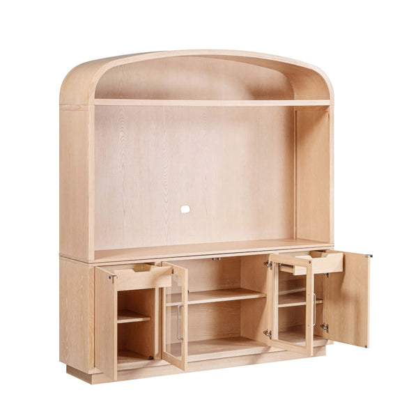 TOV Furniture Marlow 77" Wood Entertainment Center with Curved Hutch, Stylish Storage, and Cable Management Solutions Natural REN-E7040-ENT