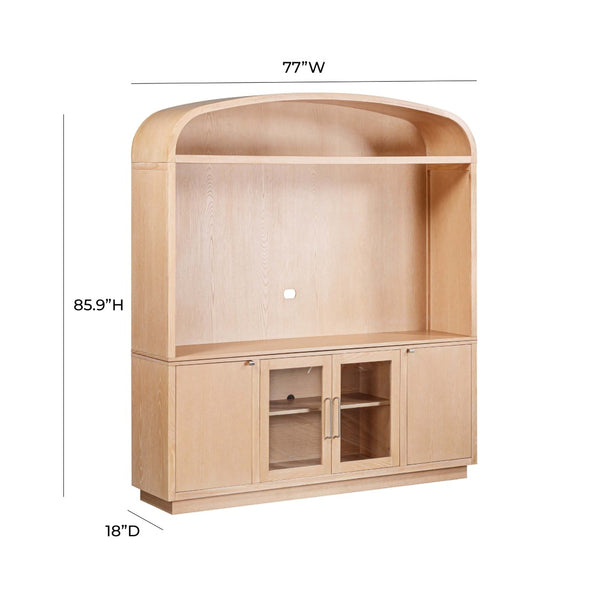 TOV Furniture Marlow 77" Wood Entertainment Center with Curved Hutch, Stylish Storage, and Cable Management Solutions Natural REN-E7040-ENT