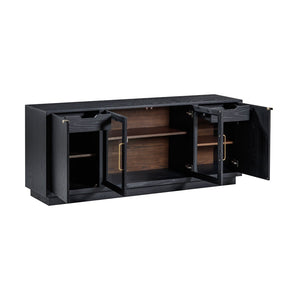 TOV Furniture Marlow 77" Wood Console - Elegant Multifunctional Storage for Living Spaces, Media & Entryway Use Black REN-E7140-1