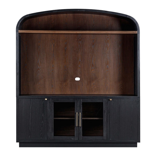 TOV Furniture Marlow 77" Wood Entertainment Center with Curved Hutch, Stylish Storage, and Cable Management Solutions Black REN-E7140-ENT