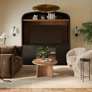 TOV Furniture Marlow 77" Wood Entertainment Center with Curved Hutch, Stylish Storage, and Cable Management Solutions Black REN-E7140-ENT