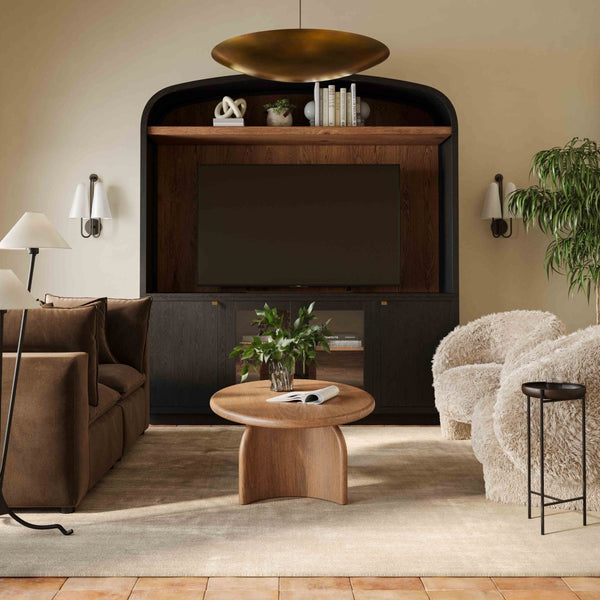 TOV Furniture Marlow 77" Wood Entertainment Center with Curved Hutch, Stylish Storage, and Cable Management Solutions Black REN-E7140-ENT