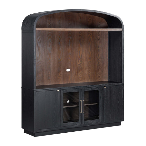 TOV Furniture Marlow 77" Wood Entertainment Center with Curved Hutch, Stylish Storage, and Cable Management Solutions Black REN-E7140-ENT