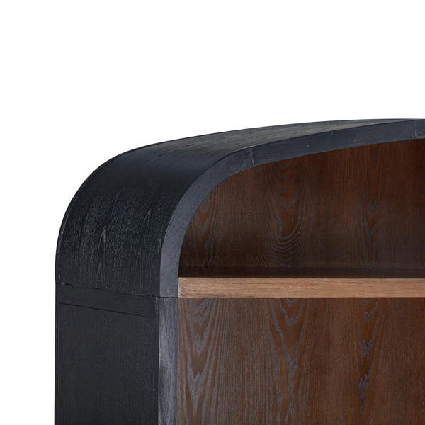 TOV Furniture Marlow 77" Wood Entertainment Center with Curved Hutch, Stylish Storage, and Cable Management Solutions Black REN-E7140-ENT