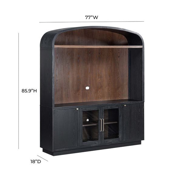 TOV Furniture Marlow 77" Wood Entertainment Center with Curved Hutch, Stylish Storage, and Cable Management Solutions Black REN-E7140-ENT