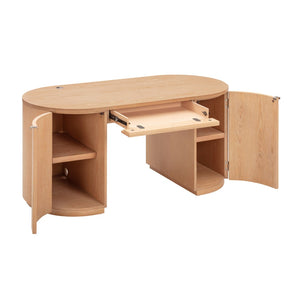 TOV Furniture Marlow 64" Wood Executive Desk with Thoughtful Storage and Soft-Close Hardware for Modern Workspaces Natural REN-H700-20-25