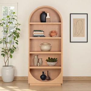 TOV Furniture Marlow Wood Bookcase – Stylish Arched Frame with Open Shelving for Modern Living Spaces and Decor Natural REN-H700-45