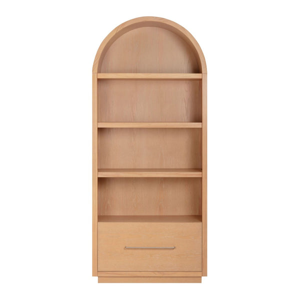 TOV Furniture Marlow Wood Bookcase with Soft-Close File Drawer – Elegant Storage Solution for Home & Office Natural REN-H700-46