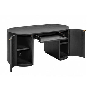 TOV Furniture Marlow 64" Wood Executive Desk with Thoughtful Storage and Soft-Close Hardware for Modern Workspaces Black REN-H710-20-25