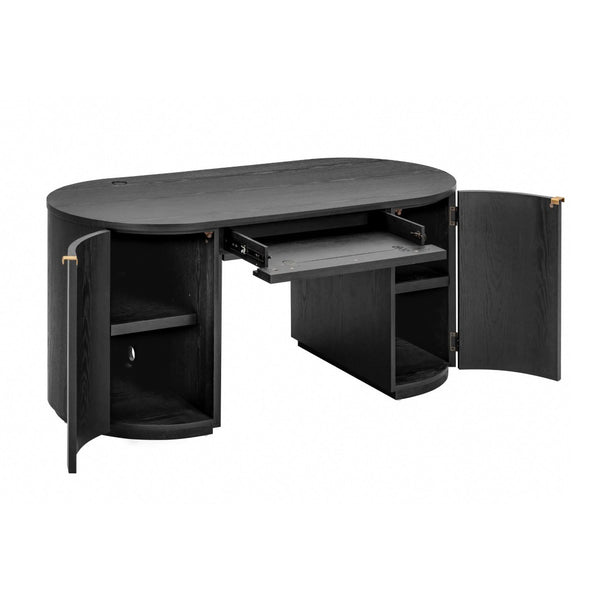 TOV Furniture Marlow 64" Wood Executive Desk with Thoughtful Storage and Soft-Close Hardware for Modern Workspaces Black REN-H710-20-25