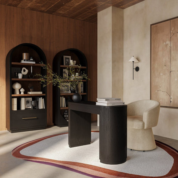 TOV Furniture Marlow 52" Elegant Wood Writing Desk with Velvet-Lined Drawers for Sophisticated Home Office Use Black REN-H710-30-35