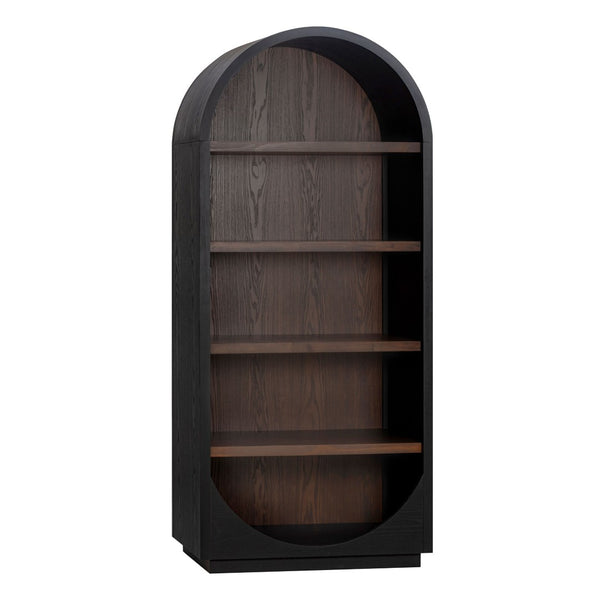 TOV Furniture Marlow Wood Bookcase – Stylish Arched Frame with Open Shelving for Modern Living Spaces and Decor Black REN-H710-45