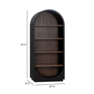 TOV Furniture Marlow Wood Bookcase – Stylish Arched Frame with Open Shelving for Modern Living Spaces and Decor Black REN-H710-45