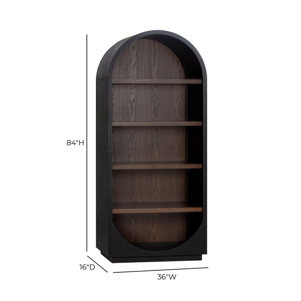 TOV Furniture Marlow Wood Bookcase – Stylish Arched Frame with Open Shelving for Modern Living Spaces and Decor Black REN-H710-45