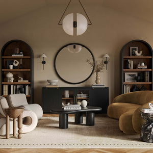 TOV Furniture Marlow Wood Bookcase – Stylish Arched Frame with Open Shelving for Modern Living Spaces and Decor Black REN-H710-45