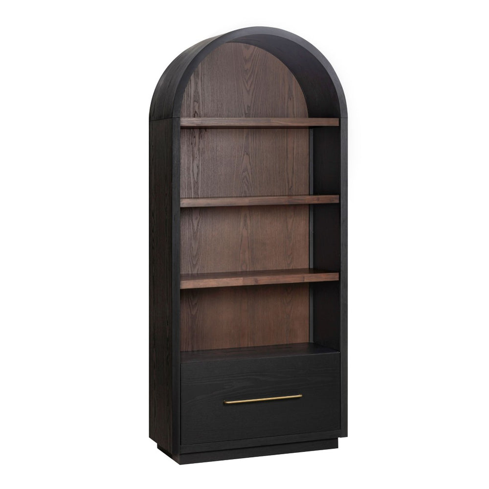 TOV Furniture Marlow Wood Bookcase with Soft-Close File Drawer – Elegant Storage Solution for Home & Office Black REN-H710-46