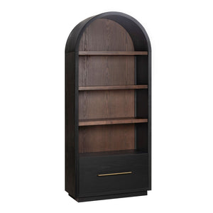 TOV Furniture Marlow Wood Bookcase with Soft-Close File Drawer – Elegant Storage Solution for Home & Office Black REN-H710-46
