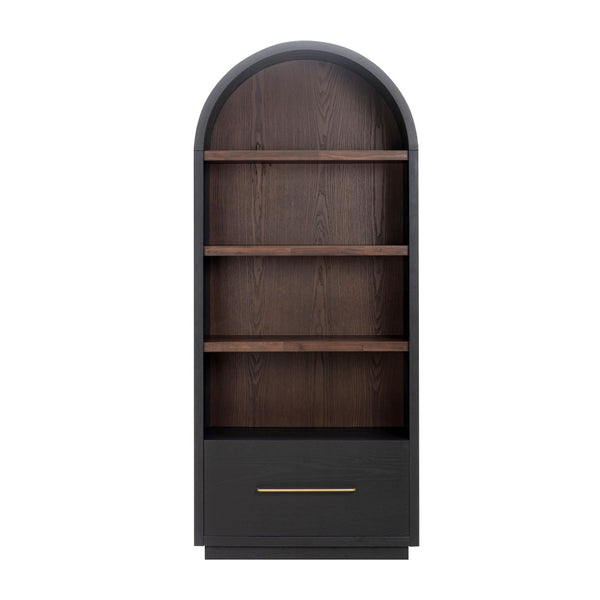 TOV Furniture Marlow Wood Bookcase with Soft-Close File Drawer – Elegant Storage Solution for Home & Office Black REN-H710-46