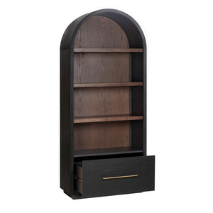 TOV Furniture Marlow Wood Bookcase with Soft-Close File Drawer – Elegant Storage Solution for Home & Office Black REN-H710-46