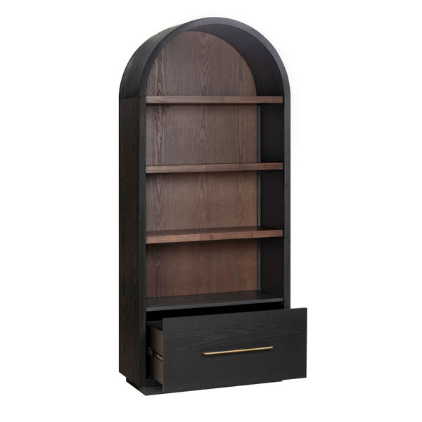 TOV Furniture Marlow Wood Bookcase with Soft-Close File Drawer – Elegant Storage Solution for Home & Office Black REN-H710-46