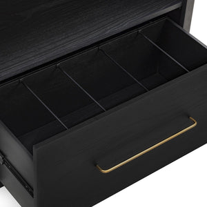 TOV Furniture Marlow Wood Bookcase with Soft-Close File Drawer – Elegant Storage Solution for Home & Office Black REN-H710-46