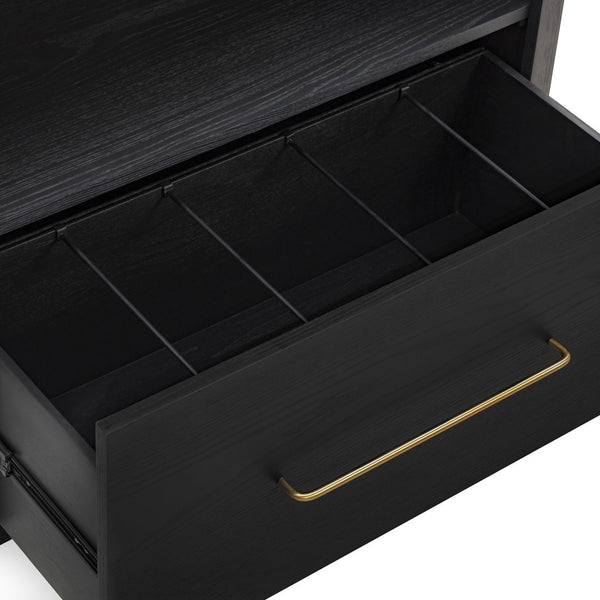 TOV Furniture Marlow Wood Bookcase with Soft-Close File Drawer – Elegant Storage Solution for Home & Office Black REN-H710-46