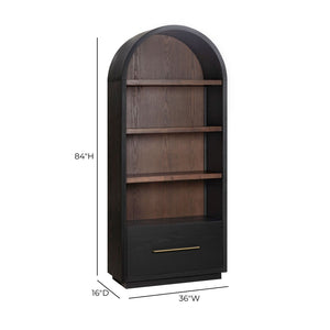 TOV Furniture Marlow Wood Bookcase with Soft-Close File Drawer – Elegant Storage Solution for Home & Office Black REN-H710-46