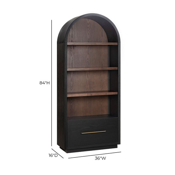 TOV Furniture Marlow Wood Bookcase with Soft-Close File Drawer – Elegant Storage Solution for Home & Office Black REN-H710-46