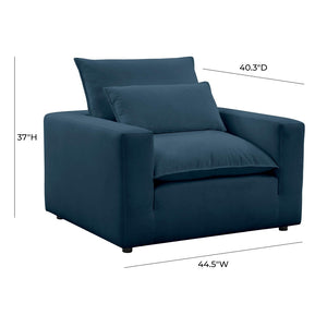 TOV Furniture Cali Performance Fabric Armchair - Stylish Comfort with Water-Repellent Fabric for Effortless Relaxation Navy REN-L00187