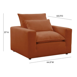 TOV Furniture Cali Performance Fabric Armchair - Stylish Comfort with Water-Repellent Fabric for Effortless Relaxation Rust REN-L00188