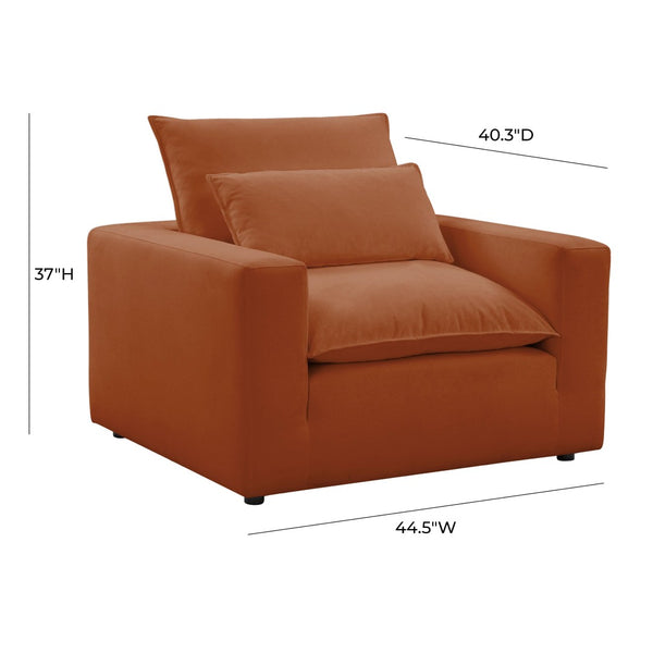 TOV Furniture Cali Performance Fabric Armchair - Stylish Comfort with Water-Repellent Fabric for Effortless Relaxation Rust REN-L00188