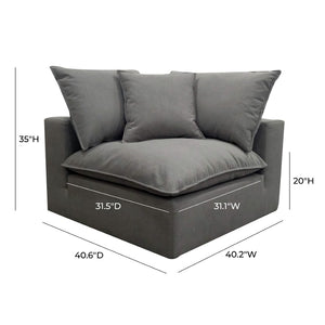 TOV Furniture Cali Modular Corner Chair - Stylish Performance Fabric Seating for Custom Configurations & Comfort Slate REN-L0090-C