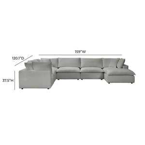 TOV Furniture Cali 7-Piece Modular Sectional Sofa with Performance Fabric for Versatile Living Space Solutions Slate REN-L0090-SEC2