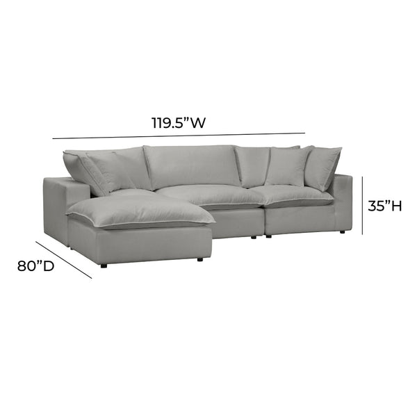 TOV Furniture Cali 4-Piece Modular Sectional Sofa - Stylish Performance Fabric for Versatile, Modern Living Spaces Slate REN-L0090-SEC