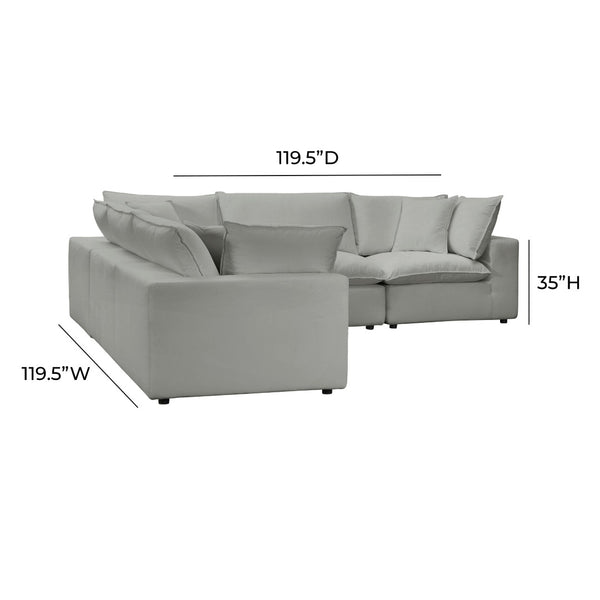 TOV Furniture Cali Modular L-Sectional Sofa: Versatile Performance Fabric Design for Modern Comfort & Style Slate REN-L0090-SEC1