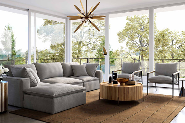 TOV Furniture Cali 4-Piece Modular Sectional Sofa - Stylish Performance Fabric for Versatile, Modern Living Spaces Slate REN-L0090-SEC