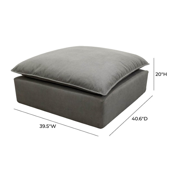 TOV Furniture Cali Performance Fabric Ottoman - Stylish, Versatile Seating for Modern Living Spaces and Comfort Slate REN-L0091