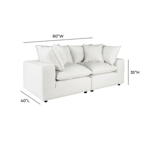 TOV Furniture Cali 80" Modular Loveseat – Versatile Performance Fabric with Contemporary Design for Modern Living Pearl REN-L0092-LS